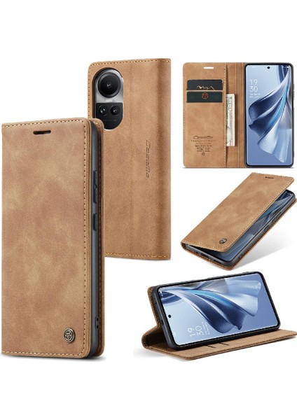 Oppo Oppo 10 Pro 5g Için Flip Case Vintage Pu Deri Cüzdan Kılıf Kart Yuvası (Yurt Dışından)
