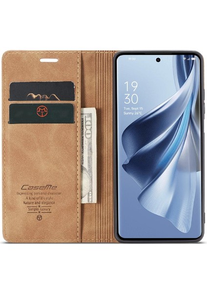 Oppo Oppo 10 Pro 5g Için Flip Case Vintage Pu Deri Cüzdan Kılıf Kart Yuvası (Yurt Dışından)