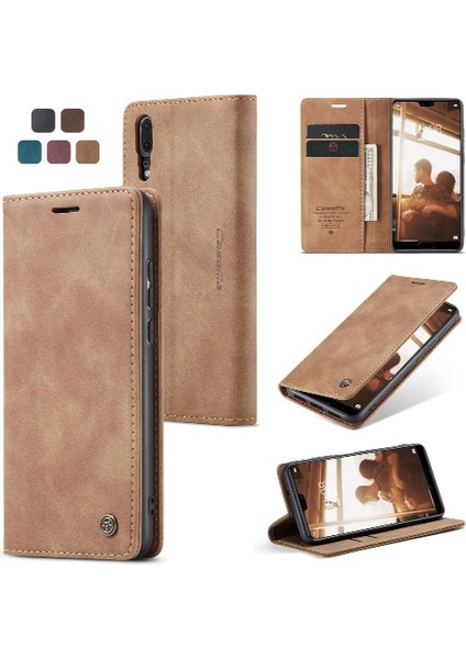 Huawei P20 Vintage Pu Deri Cüzdan Manyetik Kapatma Kılıf Için Flip Case (Yurt Dışından)