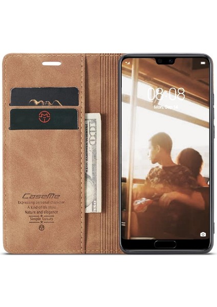 Huawei P20 Vintage Pu Deri Cüzdan Manyetik Kapatma Kılıf Için Flip Case (Yurt Dışından)