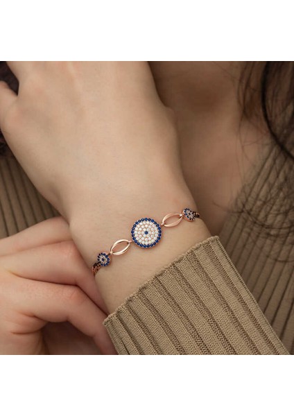 Gümüş Rose Nazar Boncuklu Bileklik fiyatları