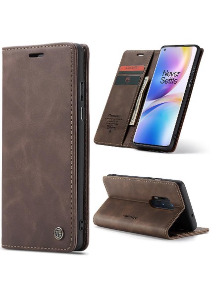 Colorful Shop Oneplus 8 Için Flip Case Pro Flip Folio Kitap Kılıf Kart Yuvası Kickstand Pu (Yurt Dışından)