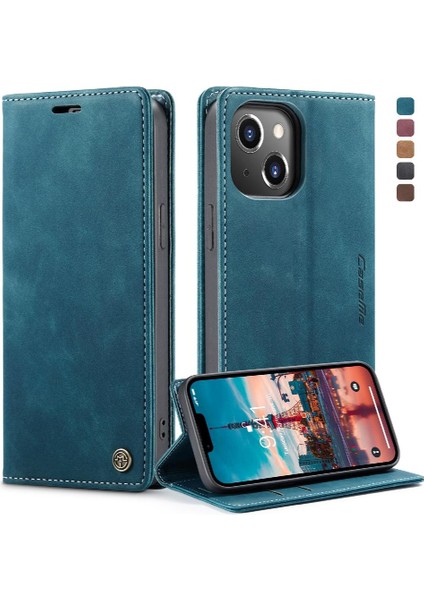 Iphone 14 Için Flip Case Artı Durumda Kart Yuvası Kickstand Manyetik Kapatma Pu (Yurt Dışından)