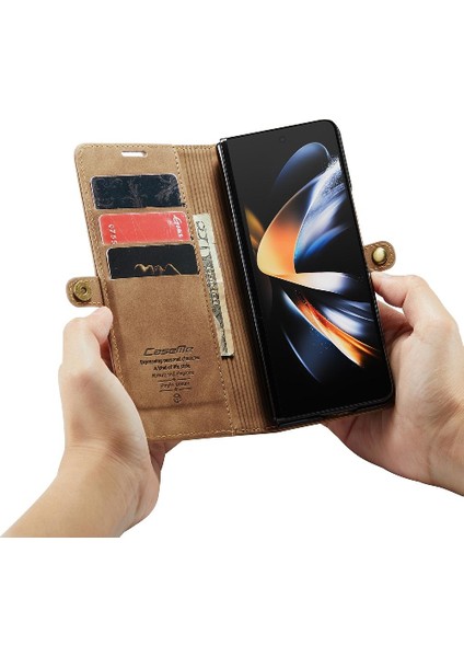 Samsung Galaxy Z Için Flip Case Fold 4 5g Vintage Pu Deri Cüzdan Kılıf (Yurt Dışından)