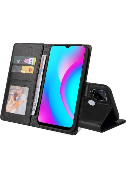 Realme C15 Darbeye 4 Köşe Koruma Kickstand Üç Için Flip Case (Yurt Dışından)