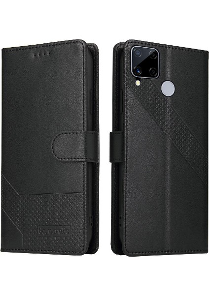 Realme C15 Darbeye 4 Köşe Koruma Kickstand Üç Için Flip Case (Yurt Dışından)