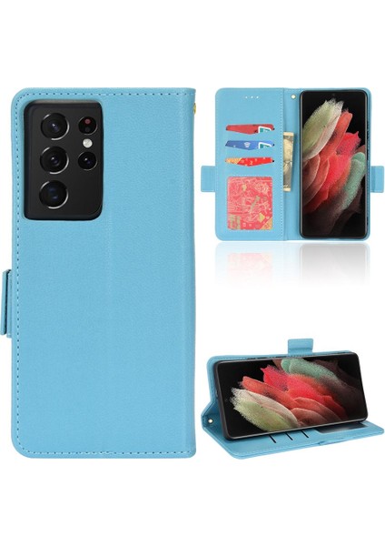 Samsung Galaxy S21 Ultra Pu Deri Yan Toka Kart Yuvaları Tutucu (Yurt Dışından)