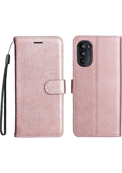 Colorful Shop Motorola Moto G52 Yüksek Kaliteli Deri Klasik Düz Renk Için Flip Case (Yurt Dışından)