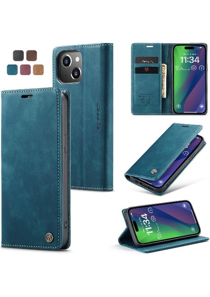 Iphone 15 Için Flip Case Manyetik Kapatma Darbeye Vaka Kart Yuvası Flip Pu (Yurt Dışından)