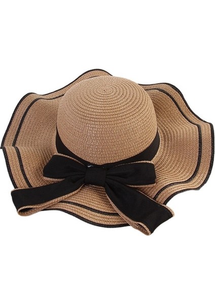 Plaj Hasır Şapka Düz Üst Bayanlar Yaz Sahil Tüm Maç Şapka (Yurt Dışından)
