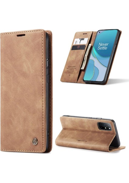 Oneplus 8t Manyetik Kapatma Darbeye Vaka Kart Yuvası Pu Için Flip Case (Yurt Dışından)