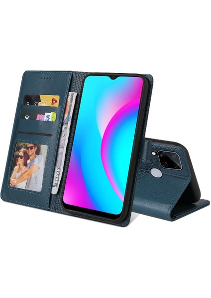 Realme C15 Darbeye 4 Köşe Koruma Kickstand Üç Için Flip Case (Yurt Dışından)