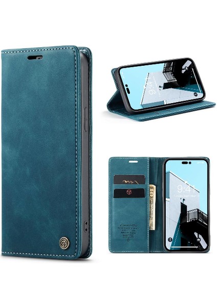 Iphone 14 Için Flip Case Pro Max Vintage Pu Deri Cüzdan Manyetik Kapatma (Yurt Dışından)