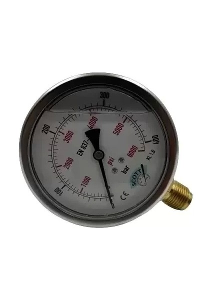 Ø 100 - 0 - 400 Bar 1/2 Gliserinli Alttan Çıkışlı Manometre