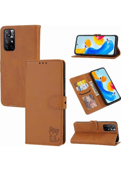 Cüzdan Kılıf Için Xiaomi Redmi Not 11 4g Manyetik Kapatma Kickstand Tüm (Yurt Dışından)