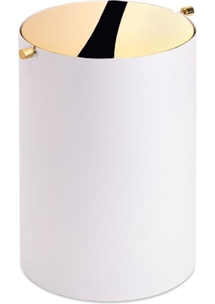Beyaz/Gold Banyo Çöp Kovası 3 Lt Beyaz-Gold Renk 253X175X175 Mm