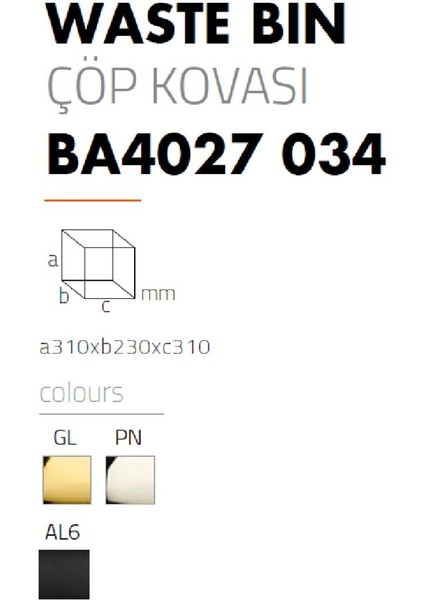 Pedallı Gold Çöp Kovası 9 Lt / 310X230X310 Mm fiyatları