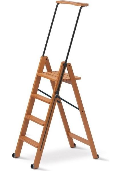 Kiraz Ağacı Renk Ahşağ 4 Basamaklı Kilitlenebilir Merdiven