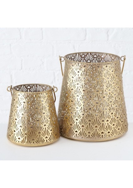 2'Li Antika Gold Rüzgar Lamba 15Cm-22Cm Seti