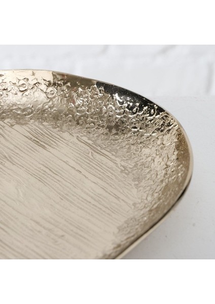 2'Li Şampanya Renk Dekoratif Tepsi 15Cm-19Cm Seti