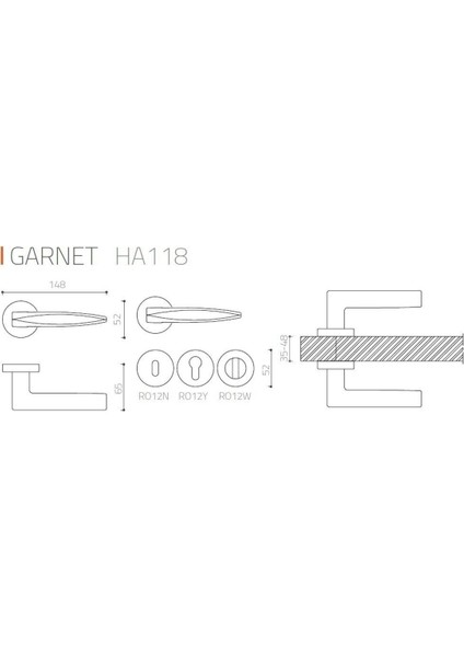 Garnet Siyah - Wc Rozetli Kapı Kolu - Hha118Ro12W Al6