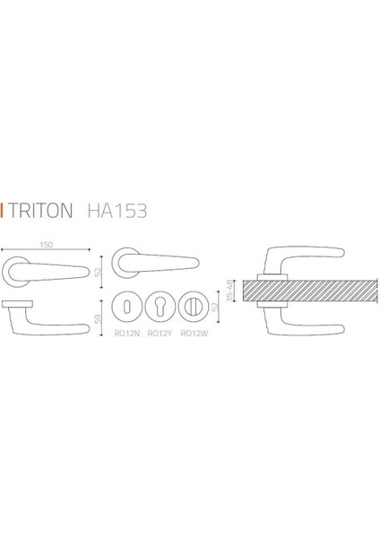 Trıton Altın - Oda Rozetli Kapı Kolu - Hha153Ro12N Gl