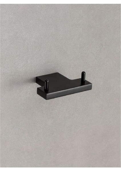 Plaın İkili Askılık Siyah Renk 28X60X80 Mm