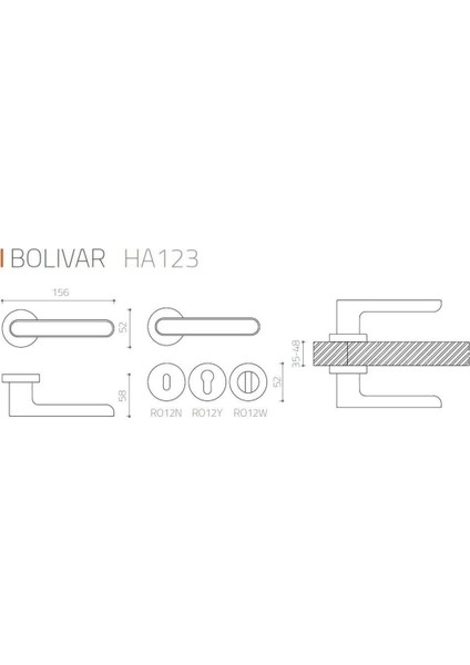 Bolıvar Siyah - Oda Rozetli Kapı Kolu - Hha123Ro12N Al6
