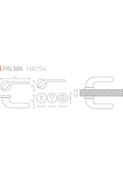 Palma Altın - Wc Rozetli Kapı Kolu - Hha154Ro12W Gl