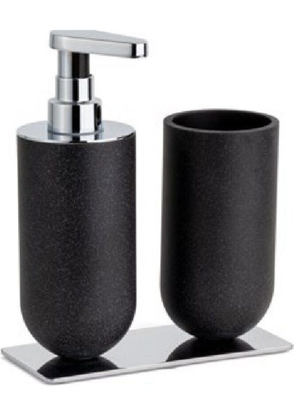 Diş Fırçalığı/Sıvı Sabunluk Siyah/Krom Renk 206X89X170 Mm