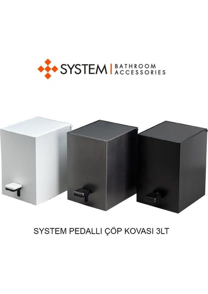 Pedallı Kare Çöp Kovası 3 Lt Beyaz 262X245X180 Mm modelleri