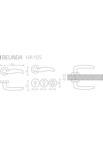 Belında Antik - Yale Rozetli Kapı Kolu - Hha155Ro14Y Abm