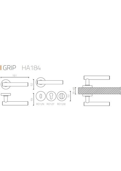 Grıp Krom - Yale Rozetli Kapı Kolu - Hha184Ro12Y Cr