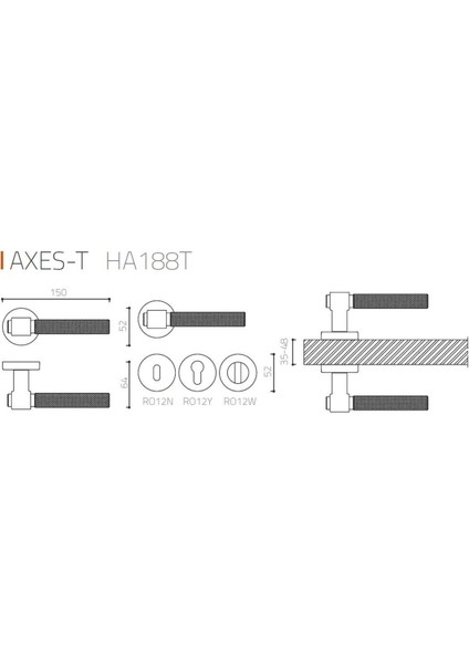 Axes-T Rose - Oda Rozetli Kapı Kolu - Hha188Tro12N Rs