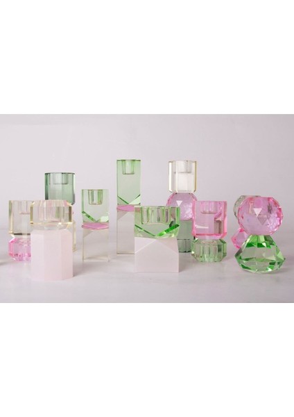 Kristal Mum Tutucu, Bebek Pembesi, Nane Rengi, 10X6 Cm fiyatları