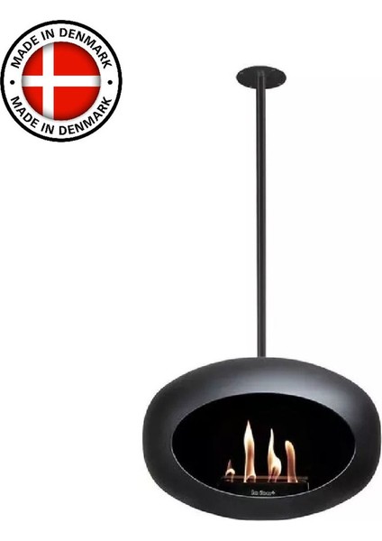 Siyah Kubbe Şömine & Siyah 140 Cm Çelik Brülör / Black Sky - Black - 140 Cm-Steel Burner