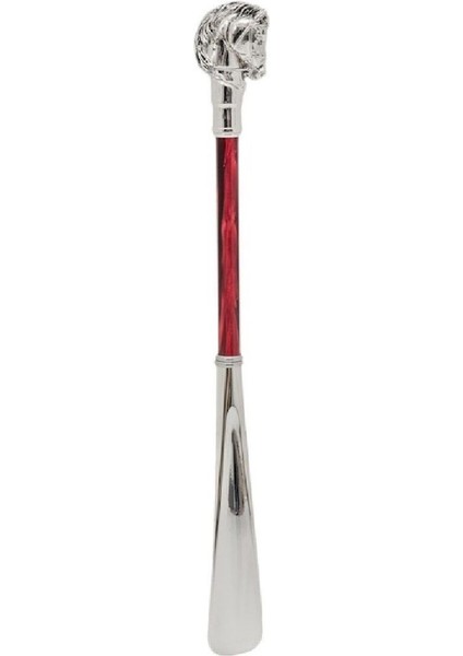 Gümüş Renk At Figürlü Bordo Krom Ayakkabı Çekeceği 50 Cm fiyatları