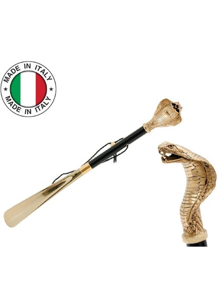 Kobra Başlı Siyah/Gold Ayakkabı Çekeceği 50 Cm