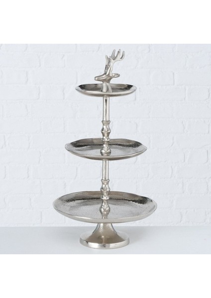 Gümüş Dekoratif Raflı Stand 49Cm