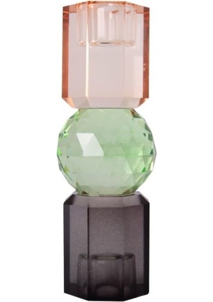Kristal Mum Tutucu, Şeftali, Yeşil, Füme, 16,5X6 Cm fiyatları