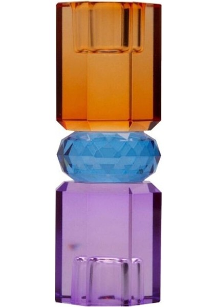 Kristal Mum Tutucu, Menekşe/Cobolt/Amber, 5,5X5,5X15 Cm