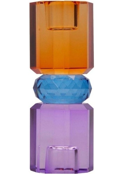 Kristal Mum Tutucu, Menekşe/Cobolt/Amber, 5,5X5,5X15 Cm