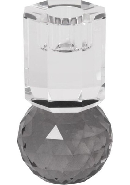 Kristal Mum Tutucu, Gri/Açık, 10,5X6X6 Cm