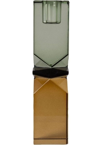 Kristal Mum Tutucu, Sarı/Yeşil 16X4X4 Cm