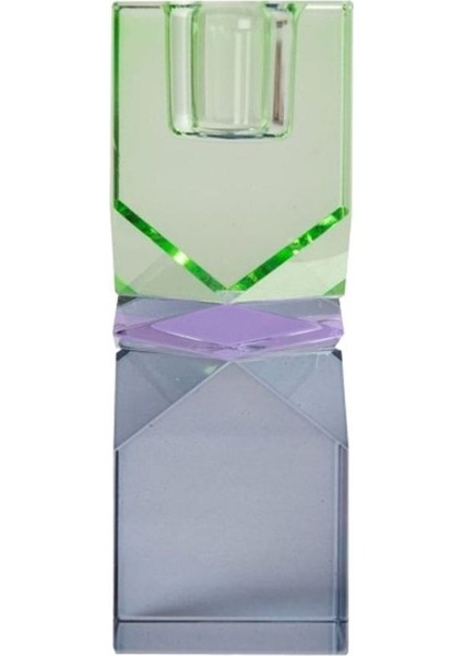 Kristal Mum Tutucu, Nane Yeşili Koyu Mavi 11X4X4 Cm