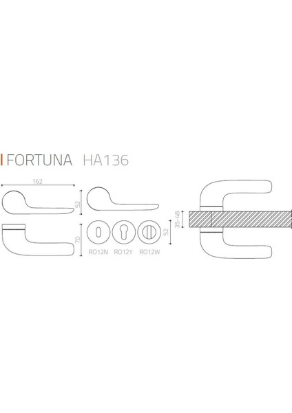 Fortuna Füme - Wc Rozetli Kapı Kolu - Hha136Ro12W Bbn