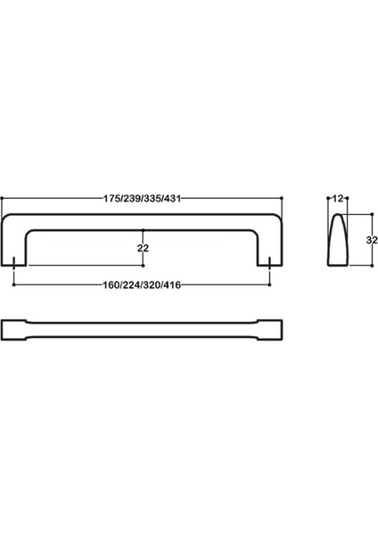 Siyah Renkli 160 Mm Modern Kulp - Ssy6518 0160 Al6