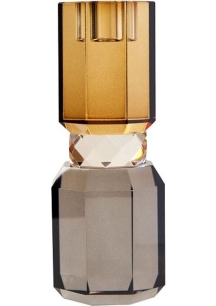 Kristal Mum Tutucu, Açık Kahverengi/Saydam/Füme Gri, 7,5 Cm