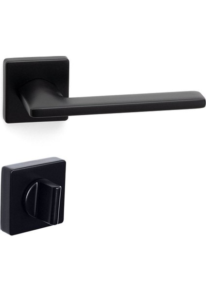 Slım Siyah - Wc Rozetli Kapı Kolu - Hha208Ro11W Al6