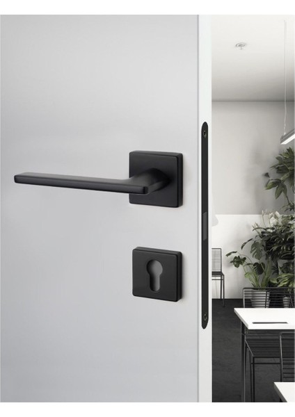 Slım Siyah - Wc Rozetli Kapı Kolu - Hha208Ro11W Al6